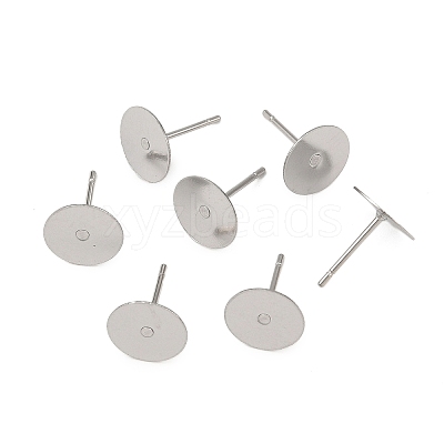 Tarnish Resistant 316 Surgical Stainless Steel Flat Round Blank Peg Stud Earring Settings STAS-R073-06A-1