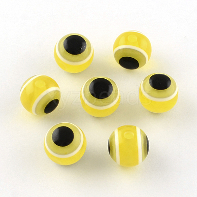 Round Evil Eye Resin Beads LS-RESI-R159-10mm-12-1