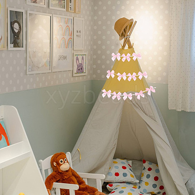 2Pcs Cloth Bowknot Hanging Banner for Christmas Tree Decoration AJEW-SP0002-82D-1