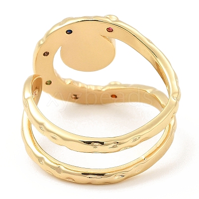 Resin Evil Eye Open Cuff Ring with Cubic Zirconia RJEW-E069-02G-1