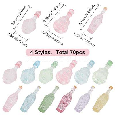 70Pcs 12 Styles Dummy Bottle Transparent Resin Cabochon RESI-OC0001-48-1