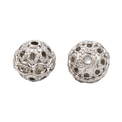 Brass Rhinestone Beads X-RB-H041-14-1