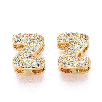 Brass Micro Pave Clear Cubic Zirconia Beads KK-T071-17G-Z-1