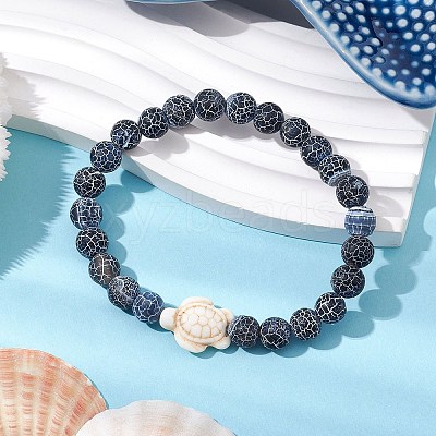 Dyed Natural Weathered Agate Round Beads Stretch Bracelets BJEW-JB11078-03-1