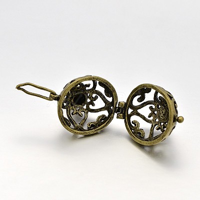 Brass Hollow Round Cage Pendants KK-J189-05AB-NF-1