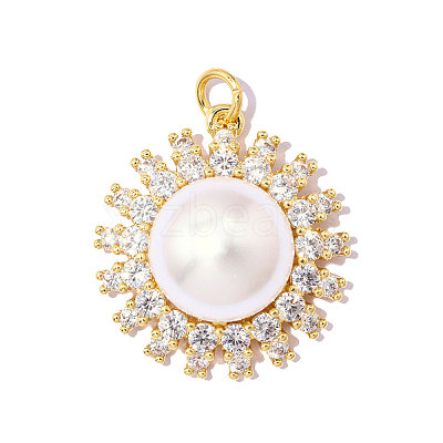 Brass Clear Cubic Zirconia Pendants KK-OY001-11G-1