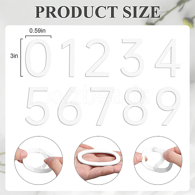 50Pcs 10 Styles Acrylic 3D Digital Number Plate AJEW-DL0001-11-1
