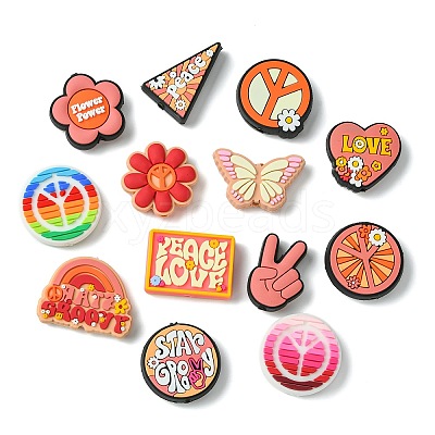 26Pcs 13 Styles Peace Themed PVC Plastic Beads PVC-CJ0001-02-1
