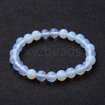 Round Opal Beaded Stretch Bracelets BJEW-O118-10-1