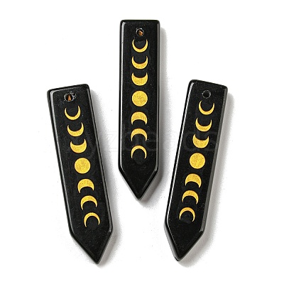 Natural Obsidian Moon Phase Pendants G-C145-01C-1
