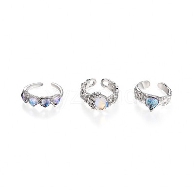 3Pcs Alloy with Rhinestone Cuff Rings FS-WGCB7EB-21-1
