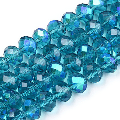 Electroplate Glass Beads Strands X-EGLA-A034-T6mm-L25-1