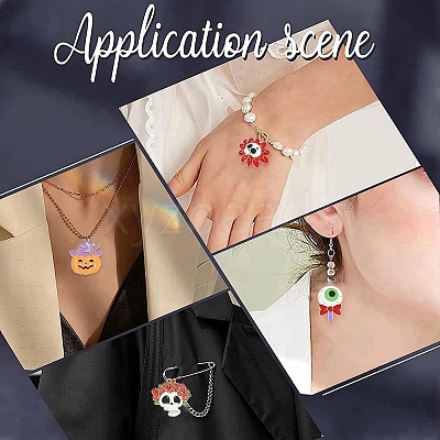 30Pcs 5 Styles Halloween Theme Alloy Enamel Pendants ENAM-CJ0005-10-1