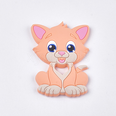 Food Grade Eco-Friendly Silicone Kitten Cabochons SIL-T052-08F-1