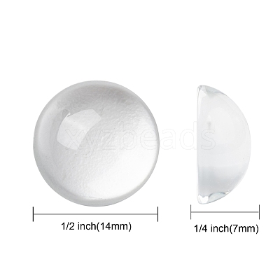 Transparent Half Round Glass Cabochons X-GGLA-R027-14mm-1