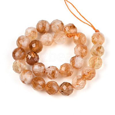 Natural Citrine(Heated) Beads Strands G-S345-8mm-18-01-1