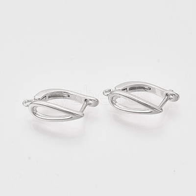 Brass Hoop Earring Findings with Latch Back Closure KK-T048-020P-NF-1