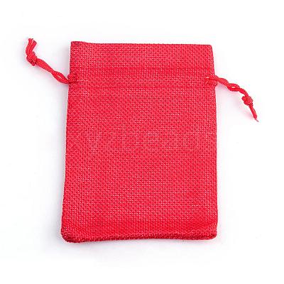 Polyester Imitation Burlap Packing Pouches Drawstring Bags ABAG-R005-14x10-18-1