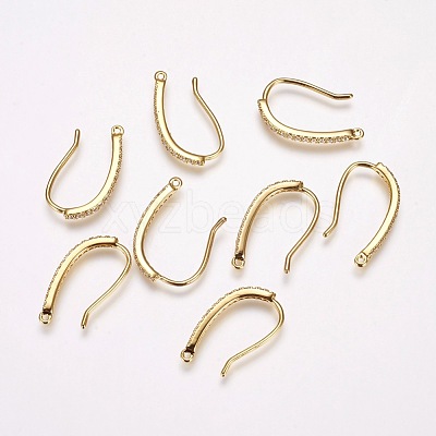 Brass Cubic Zirconia Earring Hooks KK-P076-07-1