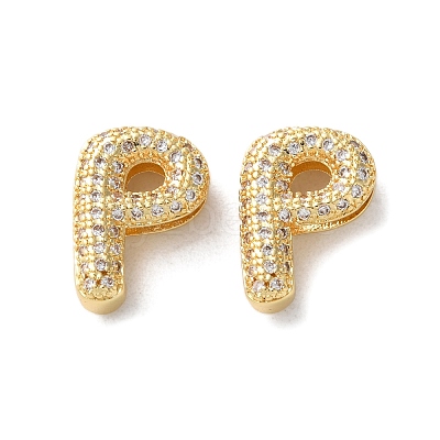 Rack Plating Brass Micro Pave Cubic Zirconia Slide Charms KK-C084-34G-P-1