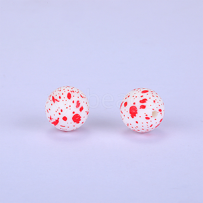 Printed Round Silicone Focal Beads SI-JX0056A-219-1