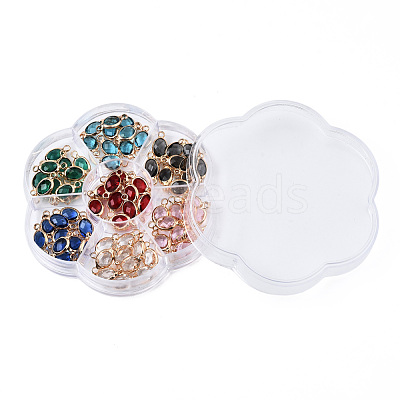 70Pcs 7 Colors K9 Glass Connector Charms GLAA-N038-24-1