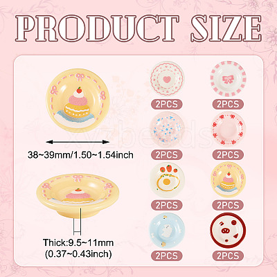 16Pcs 8 Colors Resin Dollhouse Dish AJEW-TA0003-40-1