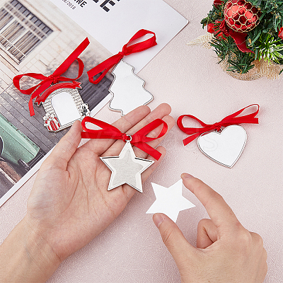 8 Sets 8 Styles Christmas Theme Sublimation Blank Alloy Pendant Decorations DIY-FH0005-64-1