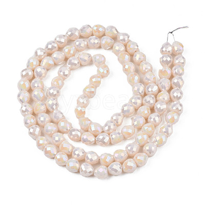 Electroplate Opaque Solid Color Glass Beads Strands EGLA-N002-26-B-1