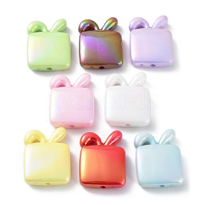 UV Plating Rainbow Iridescent Acrylic Beads OACR-A029-08-1