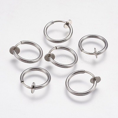 Tarnish Resistant 304 Stainless Steel Retractable Clip-on Hoop Earrings STAS-I097-078P-1