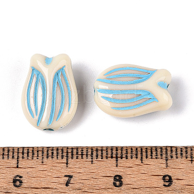 Painted Opaque Acrylic Beads OACR-T029-02T-1