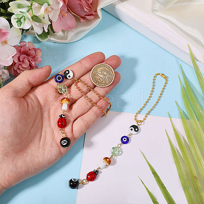 2Pcs Glass Car Pendant Decorations AJEW-GL0003-28-1