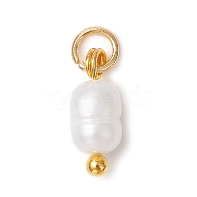 Natural Cultured Freshwater Pearl Potato Charms with Brass Jump Rings PALLOY-JF04176-01-1