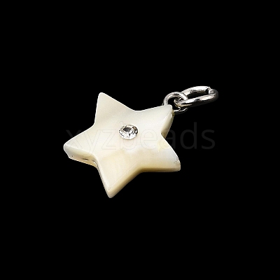 Natural White Shell & Crystal Rhinestone Pendants SH-CBAC52B-01B-1