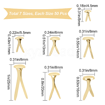 350Pcs 7 Styles Iron Brads IFIN-GF0001-29G-1