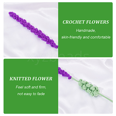 4Pcs 2 Colors Crochet Polyester Lavender Flower Ornaments AJEW-FG0002-67-1