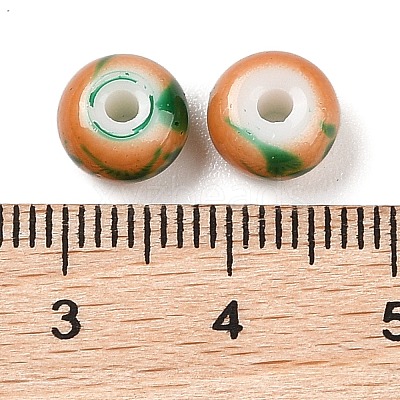 Opaque Spray Painted Glass Beads GLAA-G118-01V-1