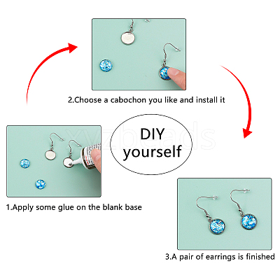 30Pcs 5 Style Flat Round Stainless Steel Dangle Earrings EJEW-UN0001-60-1