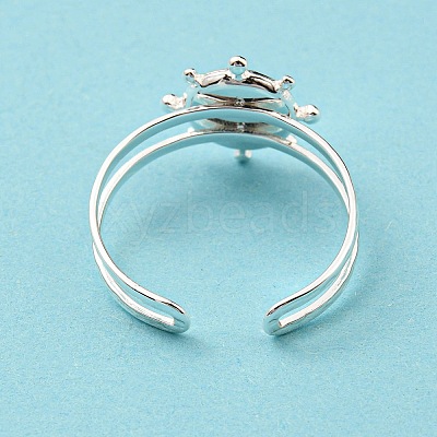 304 Stainless Steel Open Cuff Finger Ring Cabochon Settings STAS-T060-10S-1