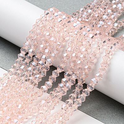 Transparent Electroplate Glass Beads Strands GLAA-F029-4mm-C26-1
