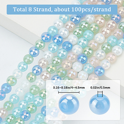 8 Strands Transperant Electroplate Glass Beads Strands GLAA-BBC0001-04A-1