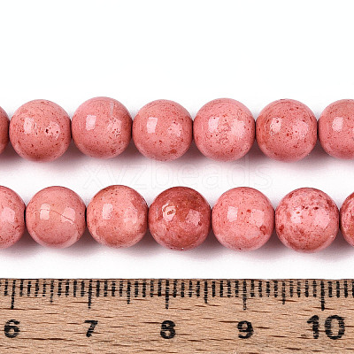 Dyed Synthetic Fossil Beads Strands G-T139-8mm-66D-1