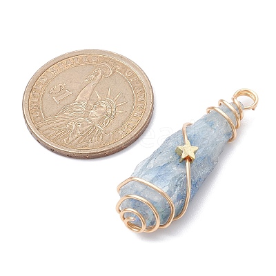 Electroplated Natural Quartz Crystal Dyed Copper Wire Wrapped Pendants PALLOY-JF02326-04-1