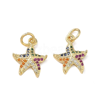 Brass Micro Pave Cubic Zirconia Charms KK-F930-22G-1
