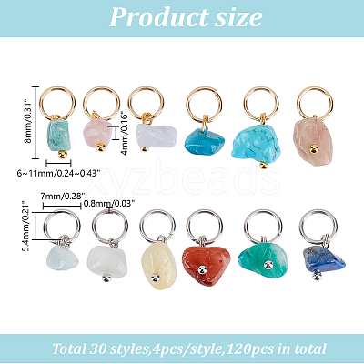 120Pcs 30 Styles Chip Gemstone Charms PALLOY-HY00045-1
