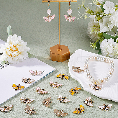 30Pcs 3 Colors Alloy Enamel Pendants ENAM-SC0004-26G-1