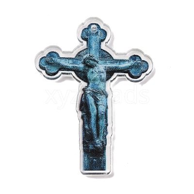 Opaque Acrylic Cross Theme Pendants OACR-I010-04D-1