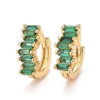 Cubic Zirconia Rectangle Hoop Earrings EJEW-A069-16G-E-1