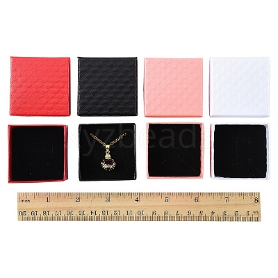 8Pcs 4 Colors Square Cardboard Ring Boxes CBOX-FS0001-08-1